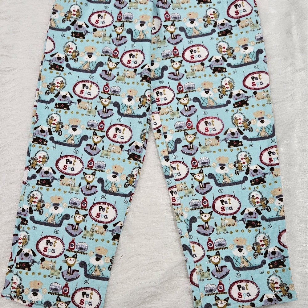 Hand crafted Kids Blue Spa Day Flannel lounge pants.